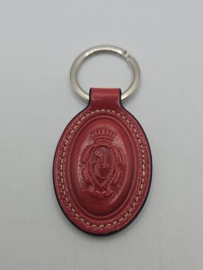 Sculo Del Cuoio Red Leather Oval Keychain